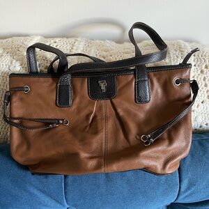 Tignanello Brown and Tan Leather Shoulder Bag